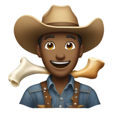 Cowboy eating bone sticker