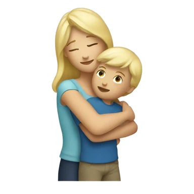 blonde woman hugging child sticker