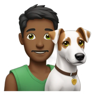Man with green eyes with jack russell terrier dog sticker