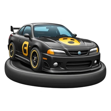 Emoji of a drifting car on a race track with tire smoke sticker