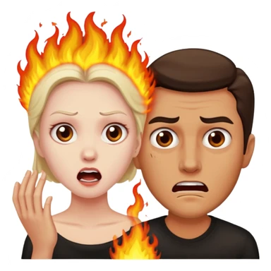  woman being burned in front of a very handsome man sticker
