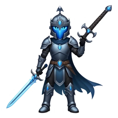 Shadow Soldier from Solo Leveling, dark shadow warrior with glowing blue eyes sticker