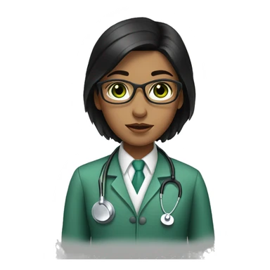 doctor, black hair, girl, white skin, green eyes sticker
