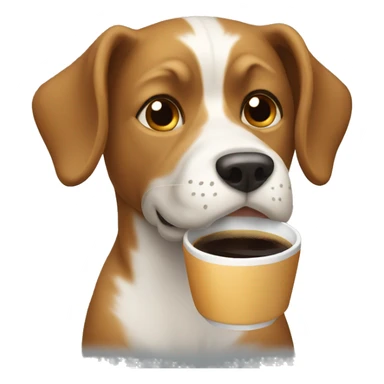 a dog is drinking coffee sticker