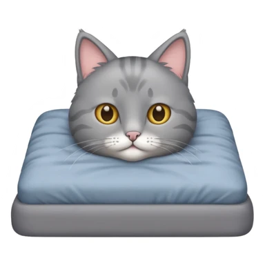 gray cat whit a bed sticker