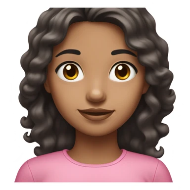 girl with whitish tanish skin brown eyes black wavy hair and pink clothes and acessories sticker