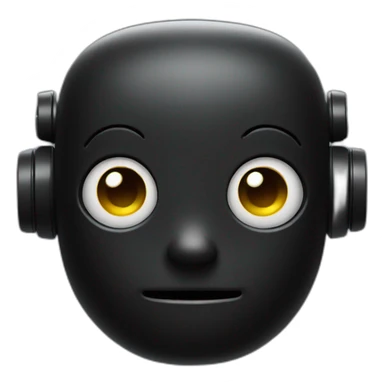 cute matte black robot face sticker