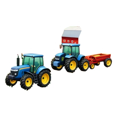 An icon showing tractors in a colorful rural landscape, inspired by Farming Simulator 22. The design features vibrant fields, barns, and crops under a bright sky, with tractors working the land. The peaceful and immersive farming environment is highlighted with a transparent background sticker