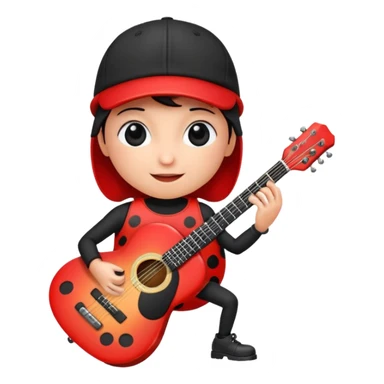 ladybug with a guitar and a cap sticker