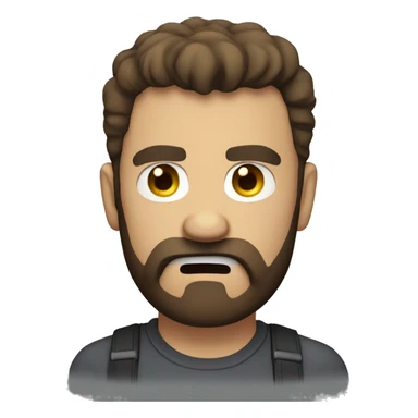 angry man head, scruffy brown short hair, beard sticker