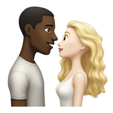 A blonde girl with pale skin kisses a light-skinned black guy with dark hair sticker