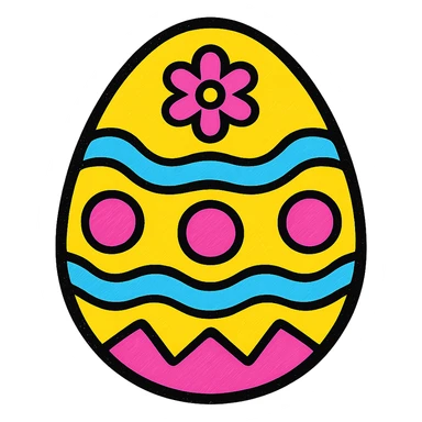 decorated Easter egg with vibrant patterns on a plain background sticker