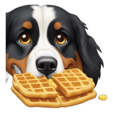 Bernese mountain dog eating waffle sticker