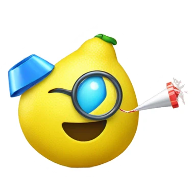 a lemon with a party blower sticker