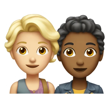 two lesbians: one is older, femme and blond. Another is younger  sticker