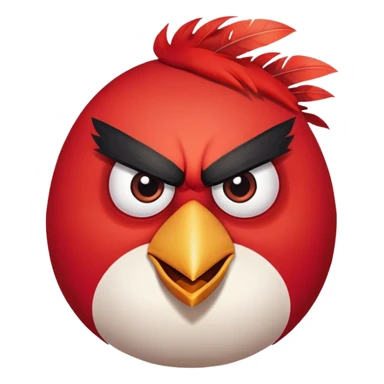 Red angry bird from Angry Birds game with triangular eyebrows and angry expression sticker