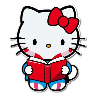 Hello Kitty writing and reading in school  sticker