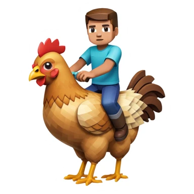 Minecraft kid riding a Minecraft chicken sticker