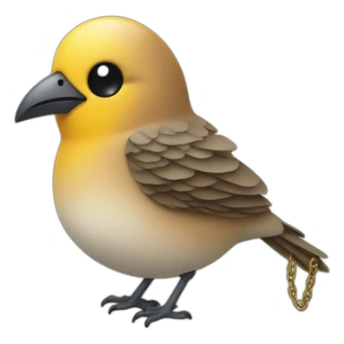 a bird with a chain and a microphone in Its hand sticker
