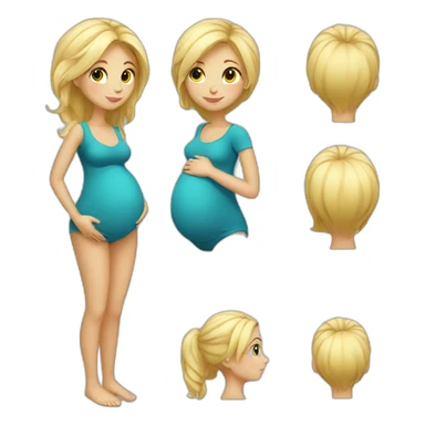 adorable pregnant blond full body women have hair  sticker