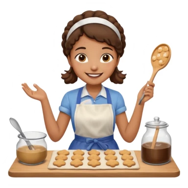 light brown skinned girl making cookies sticker