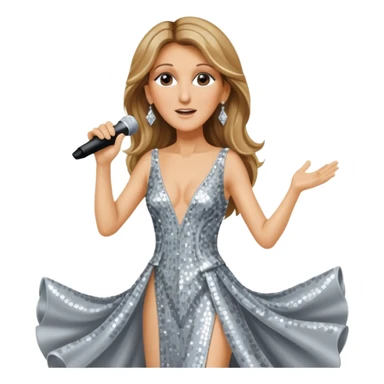 celin dion is singing with mirco and twinkle dresss sticker