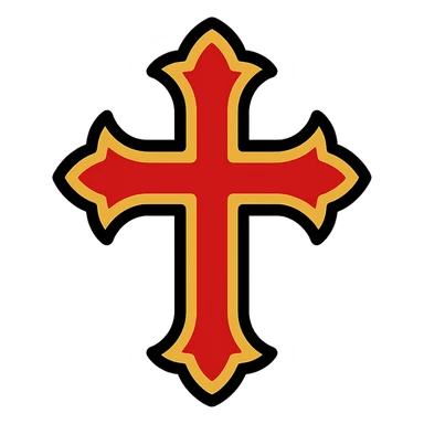 gothic cross icon with color outline, sized for 50x50 pixels sticker