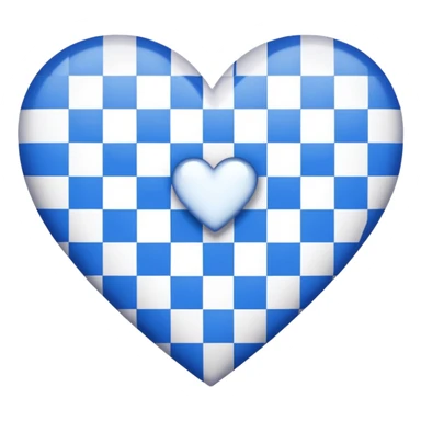 A blue and white checkered heart sticker