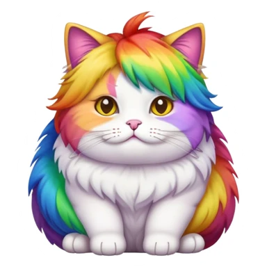 Fat cat with rainbow hair sticker