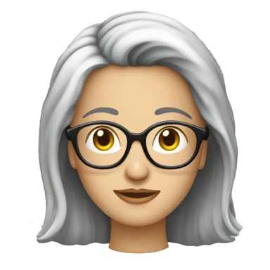 Mevrouw met grijs haar en een bril die aan het haken is sticker