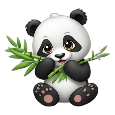A cute panda eating bamboo sticker