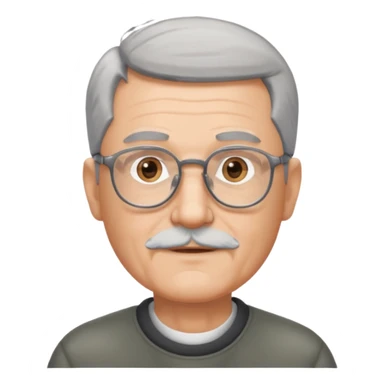 Homme 66 ans cheveux gris en brosse et barbe grise de trois jours lunettes  sticker
