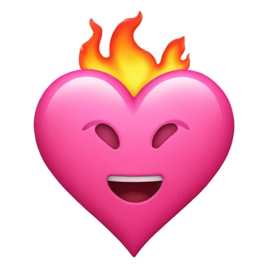 Pink heart with flames sticker