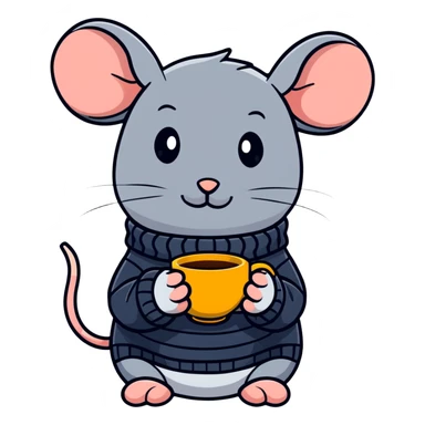 Sweet mouse in a cozy sweater enjoying a cup of tea sticker