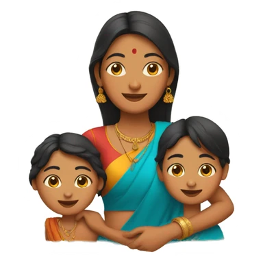 A indian mother with her two duagters sticker