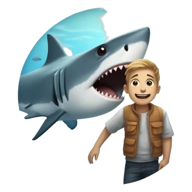 Shark with human boy sticker
