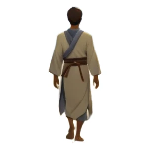 A man walks a winding path from a dark, foggy landscape filled with shadows toward a glowing mountaintop. A light grows in his chest as he follows his intuition. Along the way, he passes symbols of ambition and emptiness, until he reaches a golden tree under a starry sky, and ready to uplift others. sticker