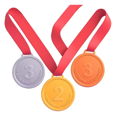 3 winners in 1st, 2nd & 3rd place emoji show the order numbered with 2, 1, 3 sticker