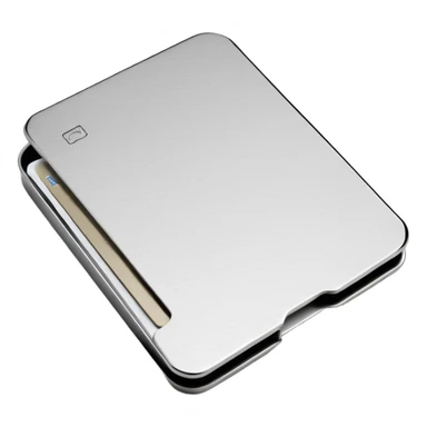 The Lockcard Wallet is a slim, rectangular metal cardholder with rounded corners, a matte finish, and a subtle engraved logo. It has a minimalist, modern, and industrial look. sticker