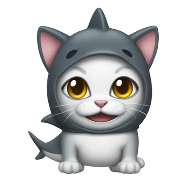 A kitten dressed in a shark costume sticker