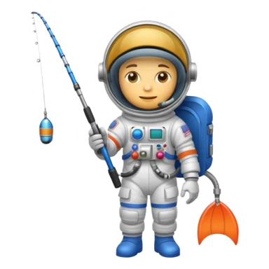 Cartoon Astronaut flyfishing sticker