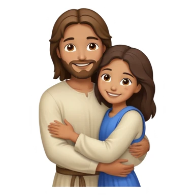 Jesus hugging mixed girl sticker