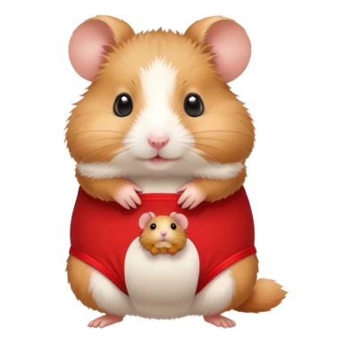 Hamster wearing underwear holding a mini hamster sticker