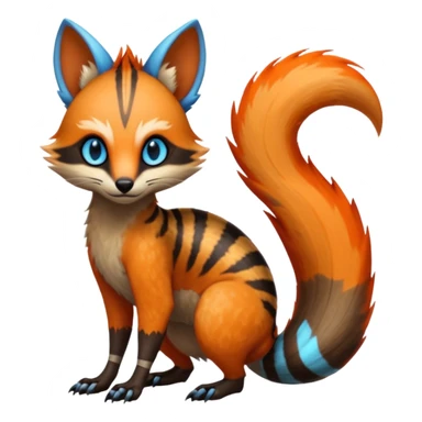 Fiery Wicked Cool Hot Edgy Badass Genet-Numbat-Sergal-Meloetta-Vernid-Civet-Trico-fusion-hybrid-creature sticker