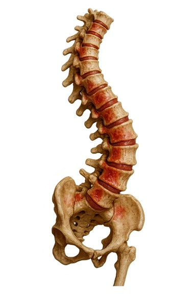 spina dorsale infiammata e storta, scoliosi, iperrealistico 4k sticker