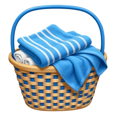 laundry basket with blue towels sticker