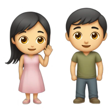 asian-boy-pats-his-asian-girl's-head sticker