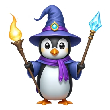 penguin wizard casting a spell sticker