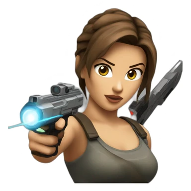 lara croft with saber laser sticker