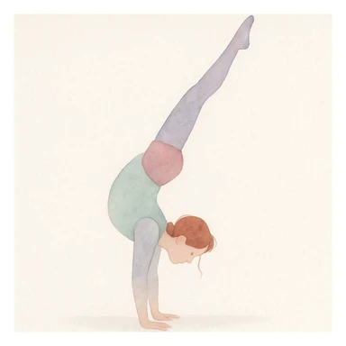 girl doing a handstand, watercolor illustration sticker